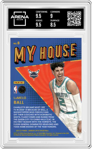 Lamelo Ball  from the 2021-22 Panini Donruss Optic set graded by Arena Club and given an overall grade of 9.