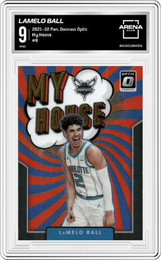Lamelo Ball  from the 2021-22 Panini Donruss Optic set graded by Arena Club and given an overall grade of 9.