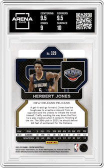 Herbert Jones from the 2021-22 Panini Prizm  set graded by Arena Club and given an overall grade of 9.5.