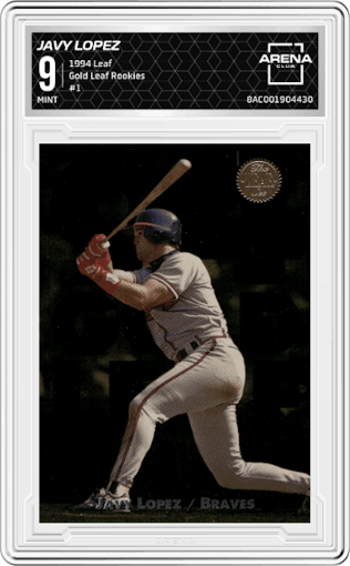 Javy Lopez from the 1994 Leaf set graded by Arena Club and given an overall grade of 9.