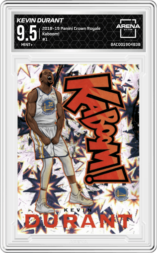 Kevin Durant from the 2018-19 Panini Crown Royale set graded by Arena Club and given an overall grade of 9.5.