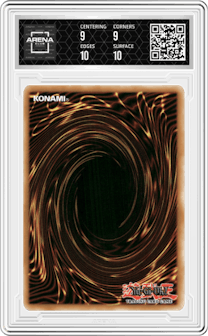 Blue-Eyes White Dragon Spanish from the 2020 Yu-Gi-Oh! set graded by Arena Club and given an overall grade of 9.5.