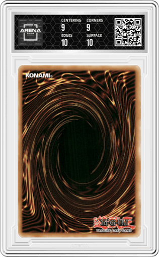 Blue-Eyes White Dragon Spanish from the 2020 Yu-Gi-Oh! set graded by Arena Club and given an overall grade of 9.5.