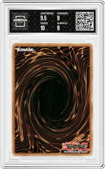 Blue-Eyes White Dragon Spanish from the 2020 Yu-Gi-Oh! set featuring a Premium Gold Rare parallel graded by Arena Club and given an overall grade of 9.5.