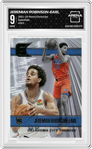 Jeremiah Robinson-Earl from the 2021-22 Panini Chronicles set graded by Arena Club and given an overall grade of 9.
