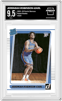 Jeremiah Robinson-Earl from the 2021-22 Panini Donruss set graded by Arena Club and given an overall grade of 9.5.