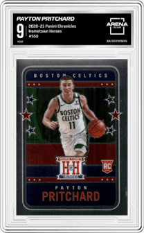 Payton Pritchard from the 2020-21 Panini Chronicles set graded by Arena Club and given an overall grade of 9.