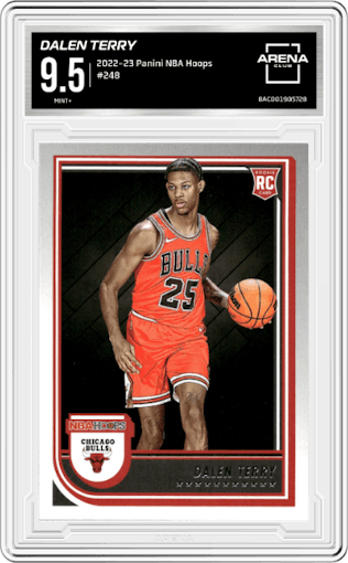 Dalen Terry from the 2022-23 Panini NBA Hoops set graded by Arena Club and given an overall grade of 9.5.