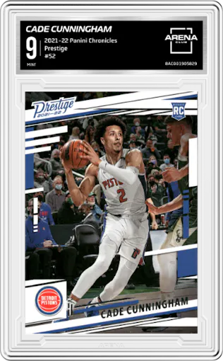 Cade Cunningham from the 2021-22 Panini Chronicles set graded by Arena Club and given an overall grade of 9.