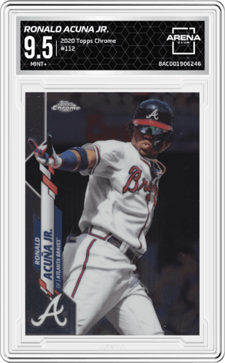 Ronald Acuna Jr. from the 2020 Topps Chrome set graded by Arena Club and given an overall grade of 9.5.