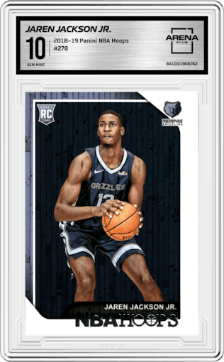 Jaren Jackson Jr. from the 2018-19 Panini NBA Hoops  set graded by Arena Club and given an overall grade of 10.