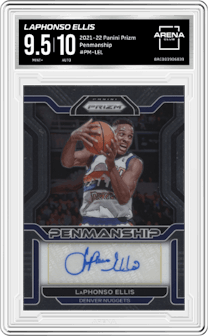 LaPhonso Ellis from the 2021-22 Panini Prizm  set graded by Arena Club and given an overall grade of 9.5.