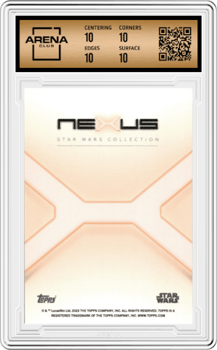 Star Fighter from the 2023 Topps Star Wars Nexus set featuring a Blue parallel graded by Arena Club and given an overall grade of 10.