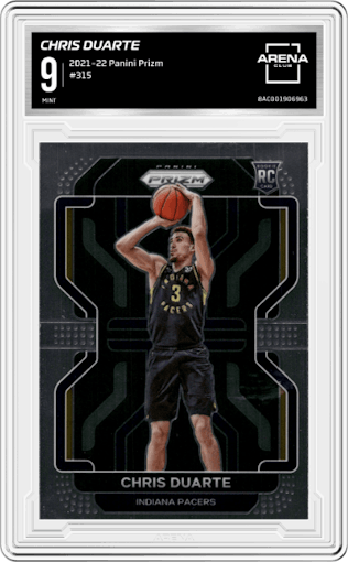 Chris Duarte from the 2021-22 Panini Prizm  set graded by Arena Club and given an overall grade of 9.