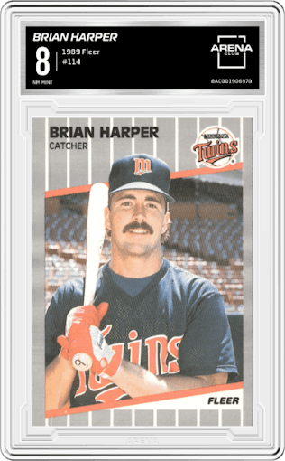 Brian Harper from the 1989 Fleer set graded by Arena Club and given an overall grade of 8.