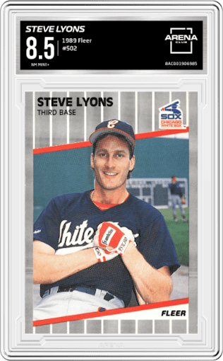 Steve Lyons from the 1989 Fleer set graded by Arena Club and given an overall grade of 8.5.