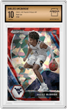 Miles McBride from the 2021-22 Panini Prizm Draft Picks set featuring a Red Ice Prizm parallel graded by Arena Club and given an overall grade of 10.