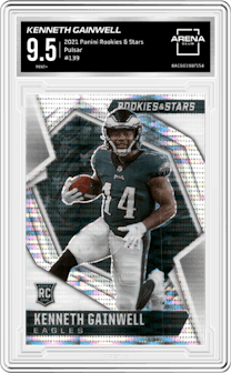 Kenneth Gainwell from the 2021 Panini Rookies & Stars set featuring a Pulsar  parallel graded by Arena Club and given an overall grade of 9.5.