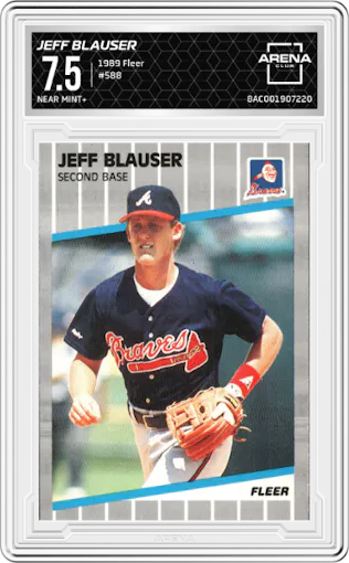 Jeff Blauser  from the 1989 Fleer set graded by Arena Club and given an overall grade of 7.5.