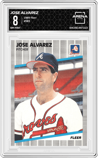 Jose Alvarez from the 1989 Fleer set graded by Arena Club and given an overall grade of 8.