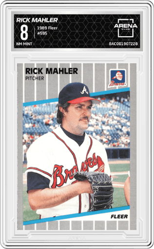 Rick Mahler from the 1989 Fleer set graded by Arena Club and given an overall grade of 8.