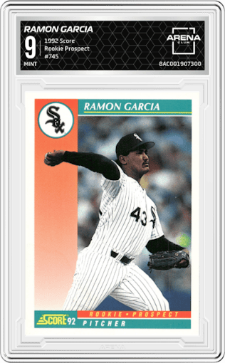 Ramon Garcia from the 1992 Score set graded by Arena Club and given an overall grade of 9.