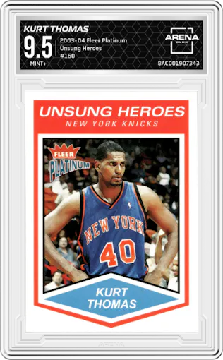 Kurt Thomas from the 2003-04 Fleer Platinum set graded by Arena Club and given an overall grade of 9.5.