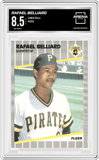 Rafael Belliard from the 1989 Fleer set graded by Arena Club and given an overall grade of 8.5.