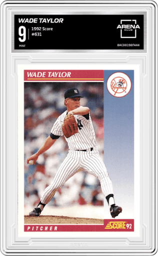 Wade Taylor from the 1992 Score set graded by Arena Club and given an overall grade of 9.