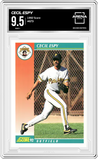 Cecil Espy from the 1992 Score set graded by Arena Club and given an overall grade of 9.5.