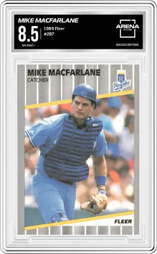 Mike MacFarlane from the 1989 Fleer set graded by Arena Club and given an overall grade of 8.5.