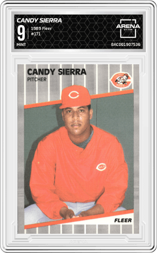Candy Sierra from the 1989 Fleer set graded by Arena Club and given an overall grade of 9.