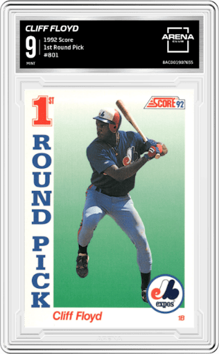 Cliff Floyd from the 1992 Score set graded by Arena Club and given an overall grade of 9.