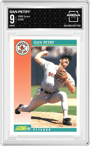 Dan Petry from the 1992 Score set graded by Arena Club and given an overall grade of 9.