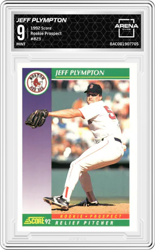 Jeff Plympton from the 1992 Score set graded by Arena Club and given an overall grade of 9.