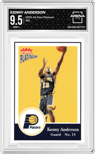 Kenny Anderson from the 2003-04 Fleer Platinum set graded by Arena Club and given an overall grade of 9.5.