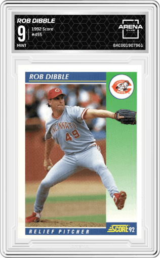 Rob Dibble from the 1992 Score set graded by Arena Club and given an overall grade of 9.