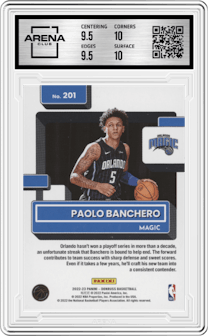 Paolo Banchero from the 2022-23 Panini Donruss set graded by Arena Club and given an overall grade of 10.