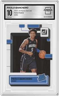 Paolo Banchero from the 2022-23 Panini Donruss set graded by Arena Club and given an overall grade of 10.