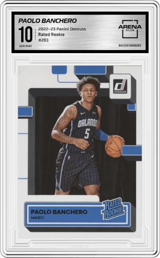 Paolo Banchero from the 2022-23 Panini Donruss set graded by Arena Club and given an overall grade of 10.