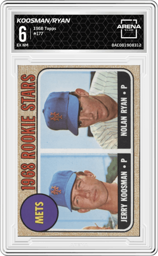 Jerry Koosman/Nolan Ryan from the 1968 Topps set graded by Arena Club and given an overall grade of 6.