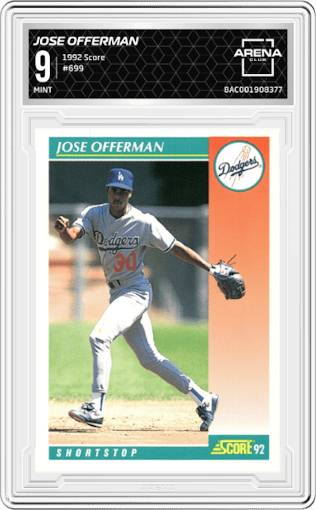 Jose Offerman from the 1992 Score set graded by Arena Club and given an overall grade of 9.