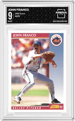 John Franco  from the 1992 Score set graded by Arena Club and given an overall grade of 9.