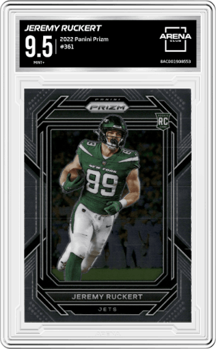  Jeremy Ruckert from the 2022 Panini Prizm set graded by Arena Club and given an overall grade of 9.5.