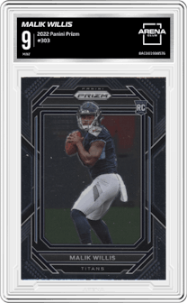 Malik Willis from the 2022 Panini Prizm set graded by Arena Club and given an overall grade of 9.