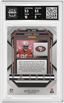 Danny Gray from the 2022 Panini Prizm set graded by Arena Club and given an overall grade of 9.5.