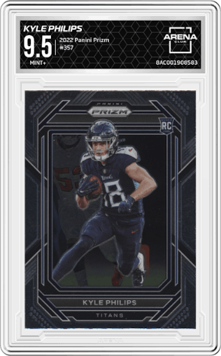Kyle Philips from the 2022 Panini Prizm set graded by Arena Club and given an overall grade of 9.5.
