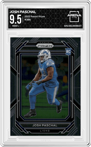 Josh Paschal from the 2022 Panini Prizm set graded by Arena Club and given an overall grade of 9.5.