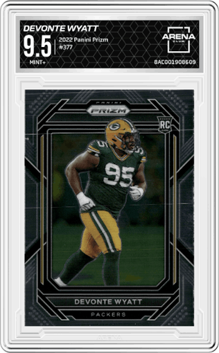 Devonte Wyatt from the 2022 Panini Prizm set graded by Arena Club and given an overall grade of 9.5.