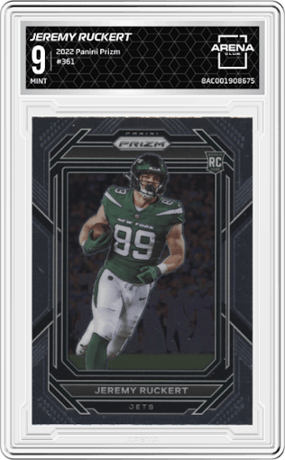  Jeremy Ruckert from the 2022 Panini Prizm set graded by Arena Club and given an overall grade of 9.